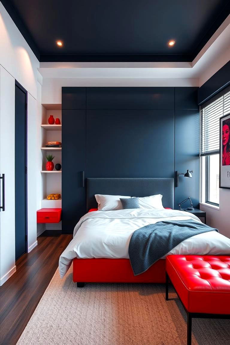 Bold Red and Navy Mix - 24 Red Boy Room Ideas