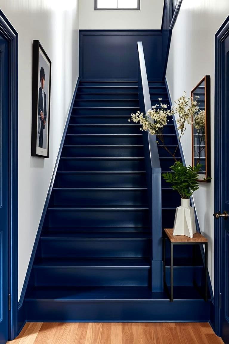 Bold Single Color Statement Stairs - 24 Painted Stair Ideas