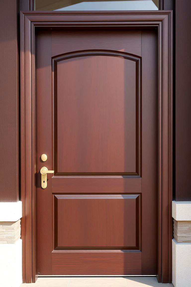 Bold Stain with a Pop of Color - 24 Brown Front Door Ideas