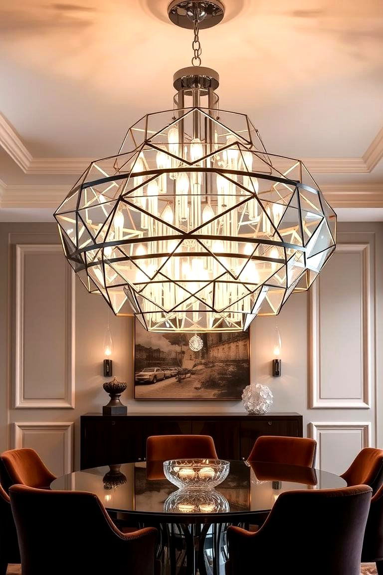 Bold Statement Lighting - 24 Art Deco Dining Room Ideas