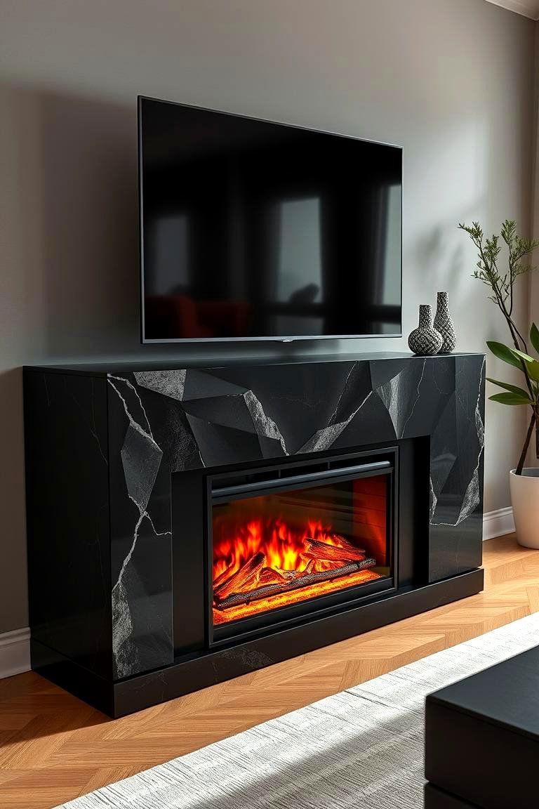 Bold Statement Piece - 24 Electric Fireplace Ideas With Tv Above