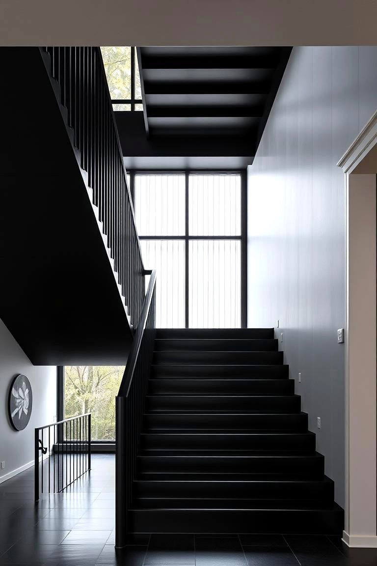 Bold Statement Piece - 24 black staircase ideas
