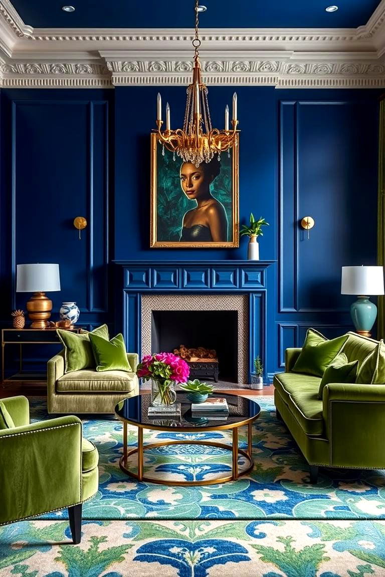 Bold Statement Sapphire Blue and Jungle Green - 24 Blue and Green Color Combos for Decorating