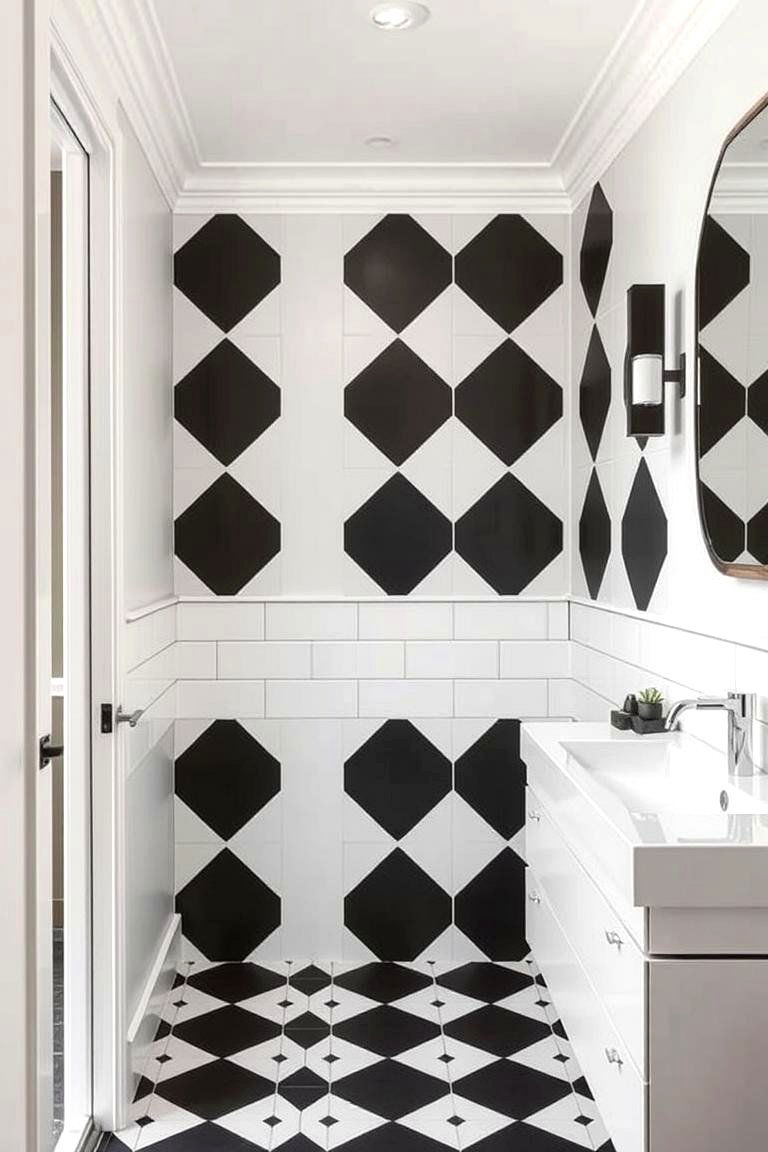 Bold Statement Tiles - 24 Modern Bathroom Ideas