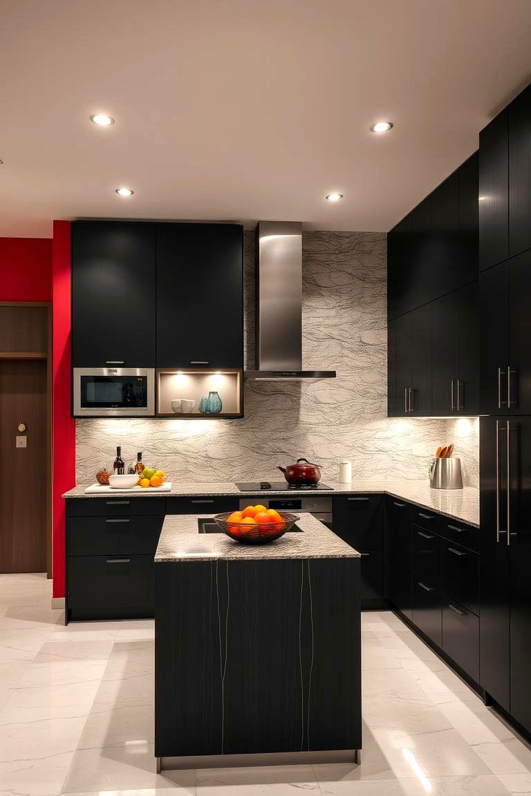 Bold Statement Walls - 24 red and black kitchen ideas