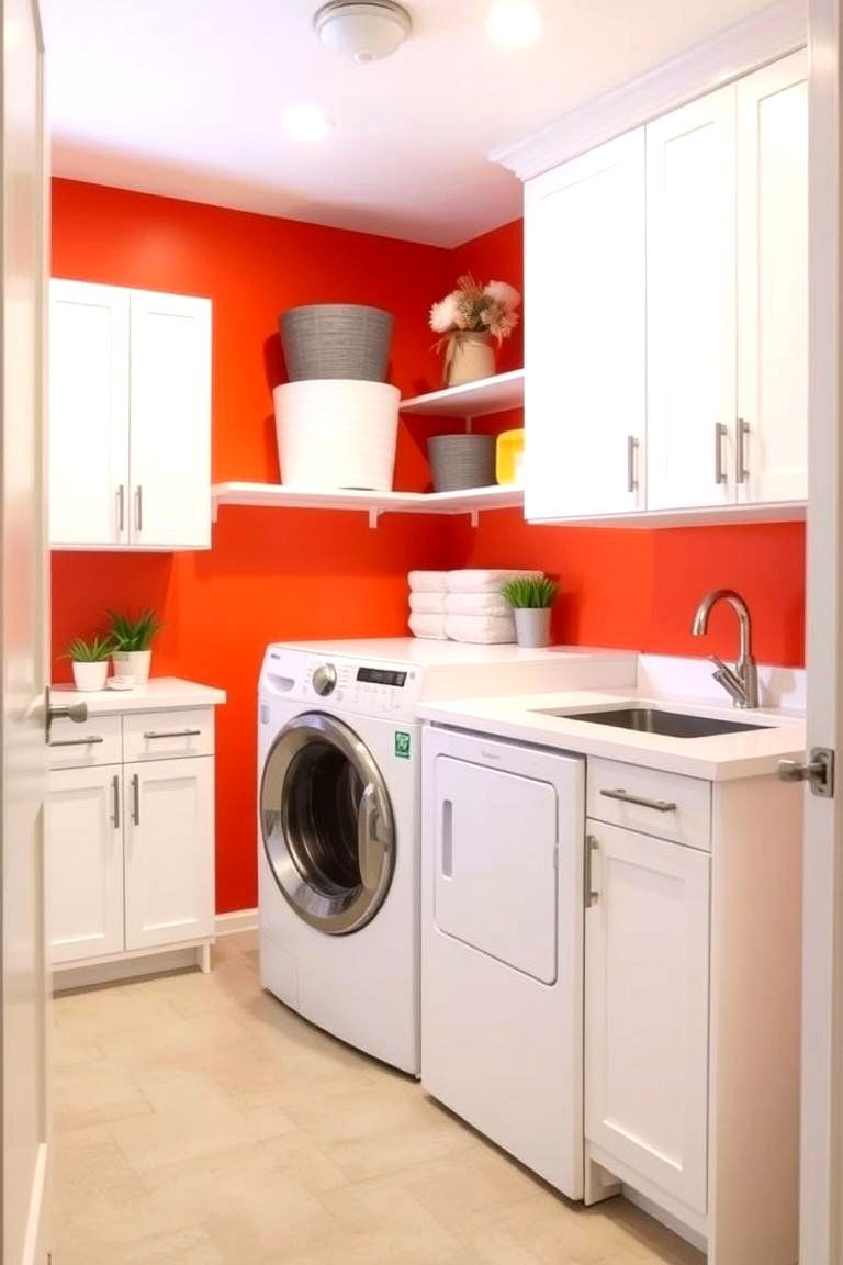 Bold Statement with Bright Orange - 24 Laundry Room Paint Ideas