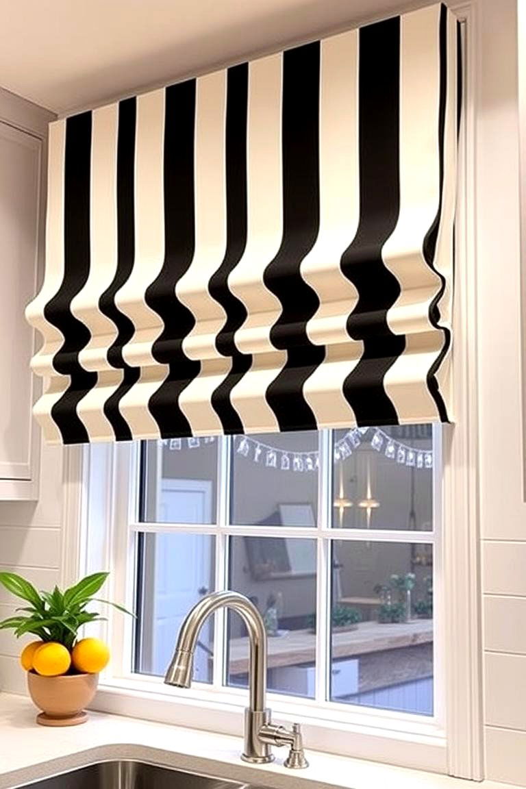 Bold Striped Valance - 24 Kitchen Valance Ideas