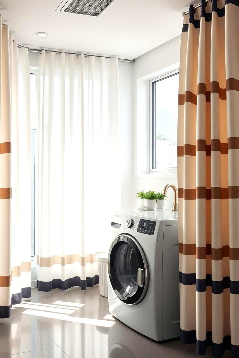 Bold Stripes for Vibrance - 24 Laundry Room Curtain Ideas