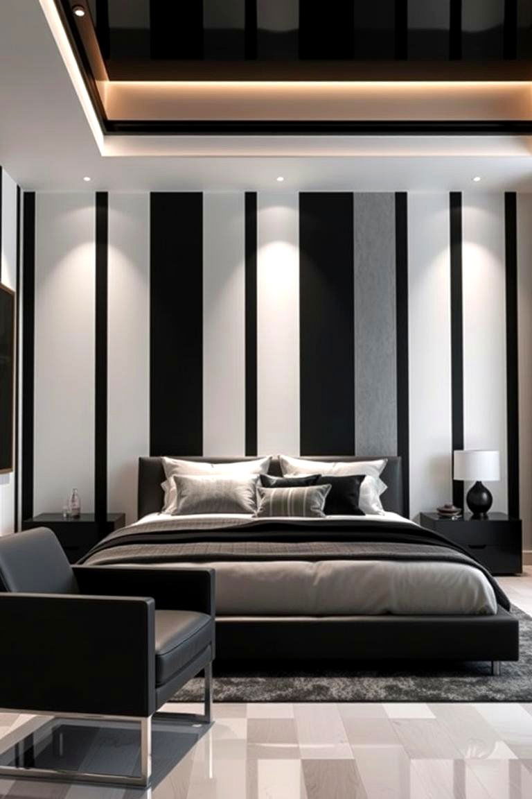 Bold Stripes for a Dynamic Look - 24 Bedroom Wallpaper Ideas