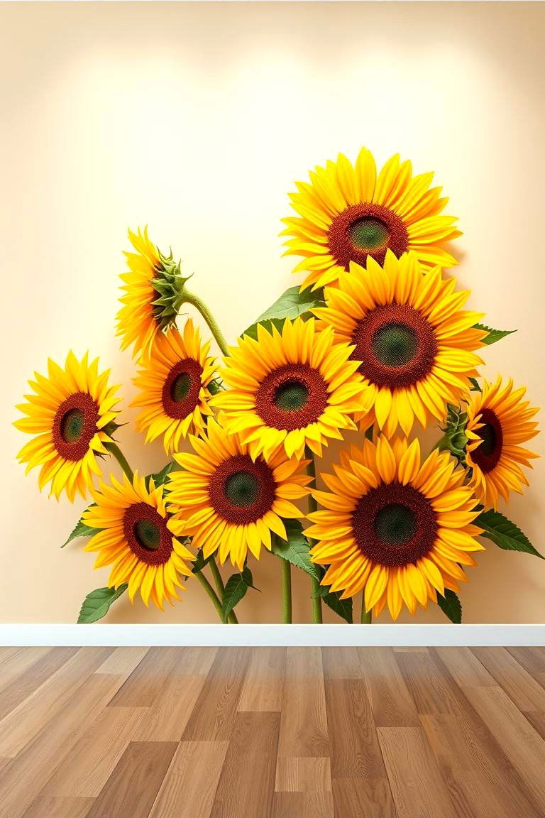 Bold Sunflower Wall Murals - 24 Sunflower Bedroom Ideas