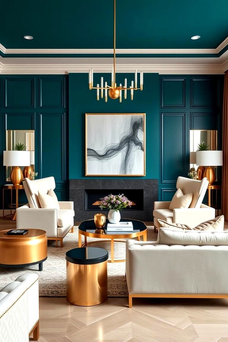 Bold Teal Accent Walls - 24 Teal Living Room Ideas
