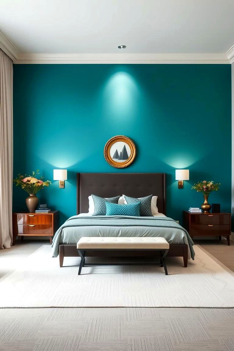 Bold Teal Statement - 24 Teal Bedroom Ideas
