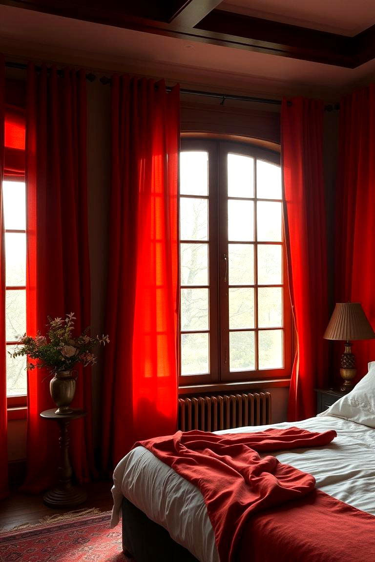 Bold Terracotta Curtains - 24 Terracotta Bedroom Ideas