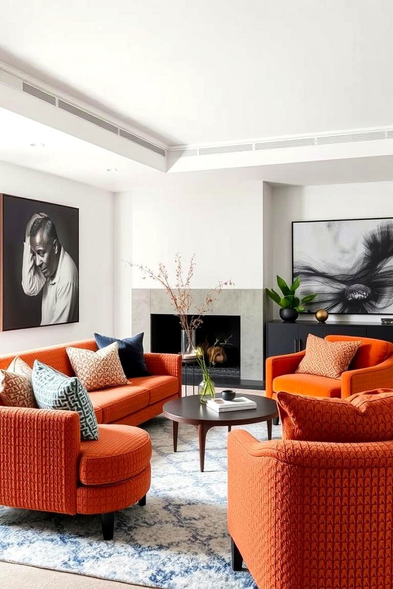 Bold Textured Fabrics - 24 Colorful Living Room Ideas