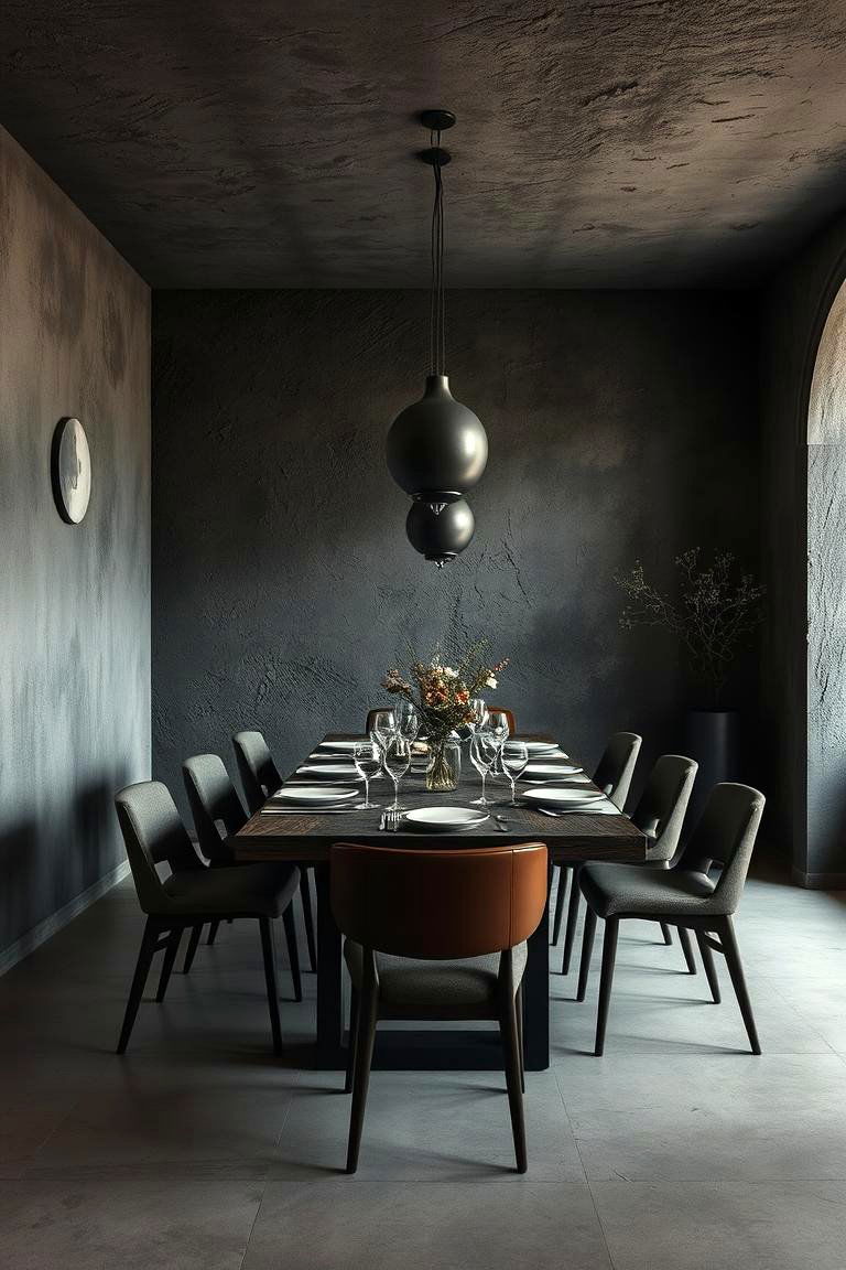 Bold Textured Wall Finishes - 24 Moody Dining Room Ideas
