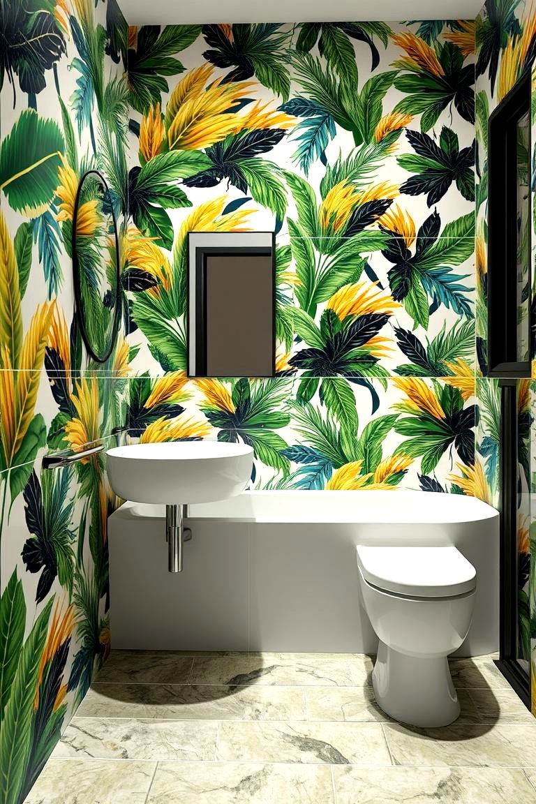 Bold Tropical Patterns - 24 Tropical Bathroom Ideas