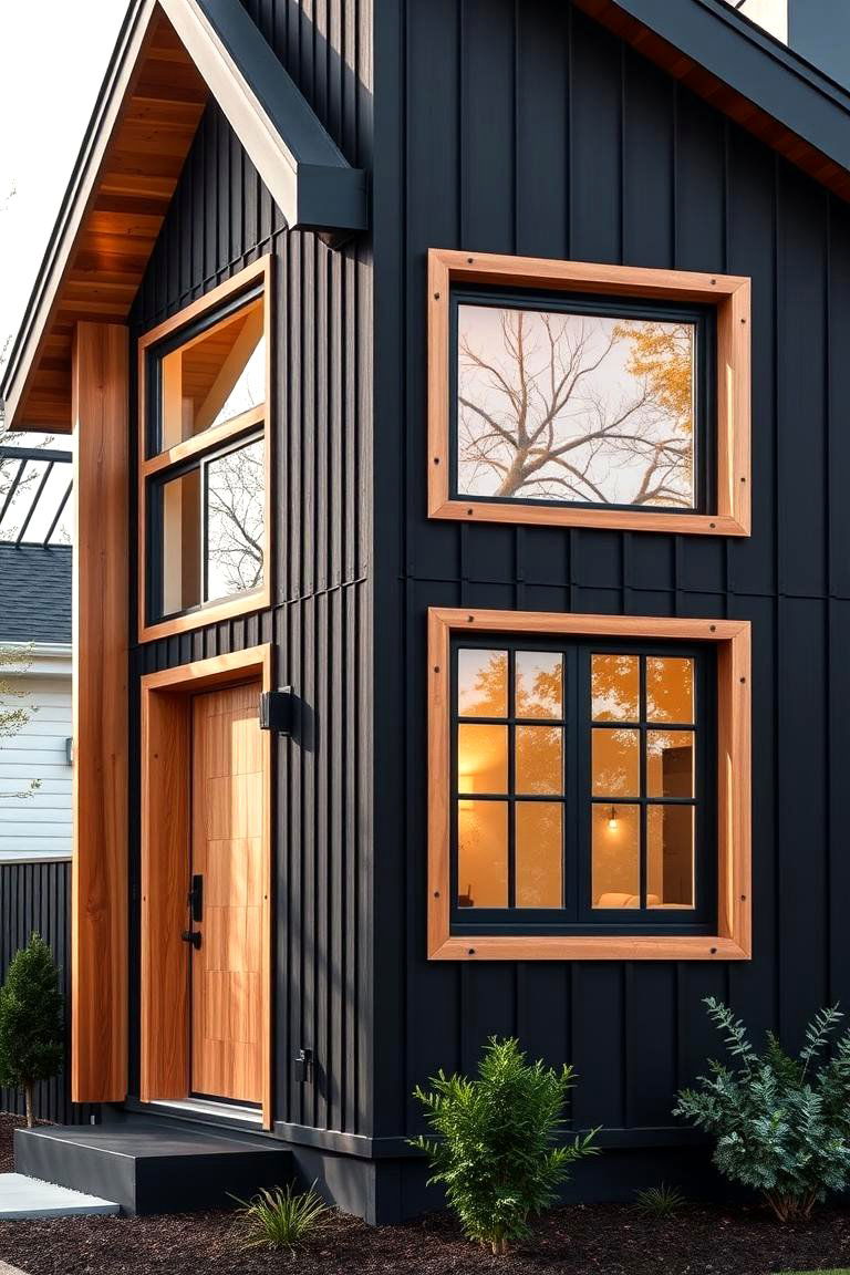 Bold Urban Statement - 24 Black House With Cedar Accents