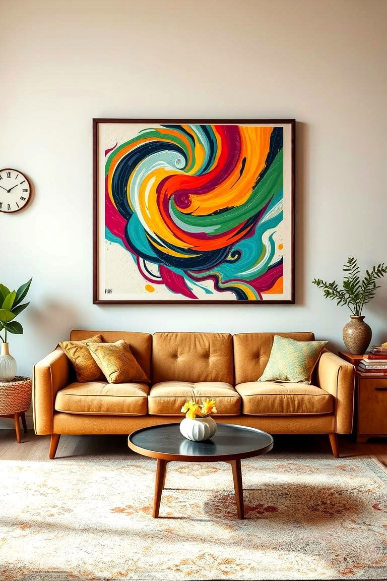 Bold Wall Art - 24 70s Living Room Ideas