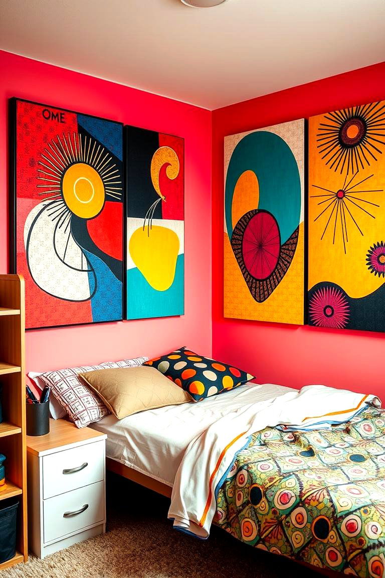 Bold Wall Art with Bohemian Flair - 24 Boho Dorm Room Ideas