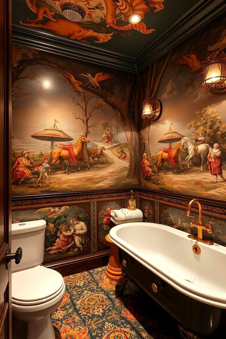 Bold Wallpaper and Murals - 24 Boho Bathroom Ideas