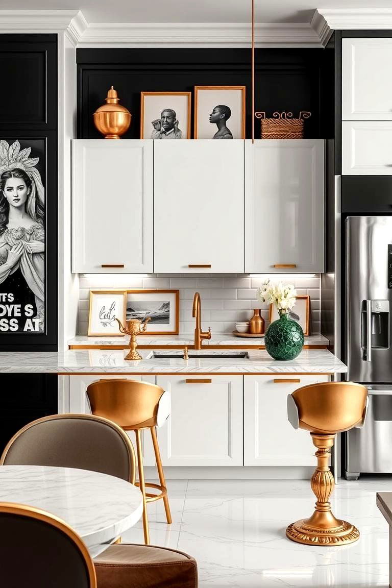 Bold White and Gold Decorative Accents - 24 White and Gold Kitchen Ideas