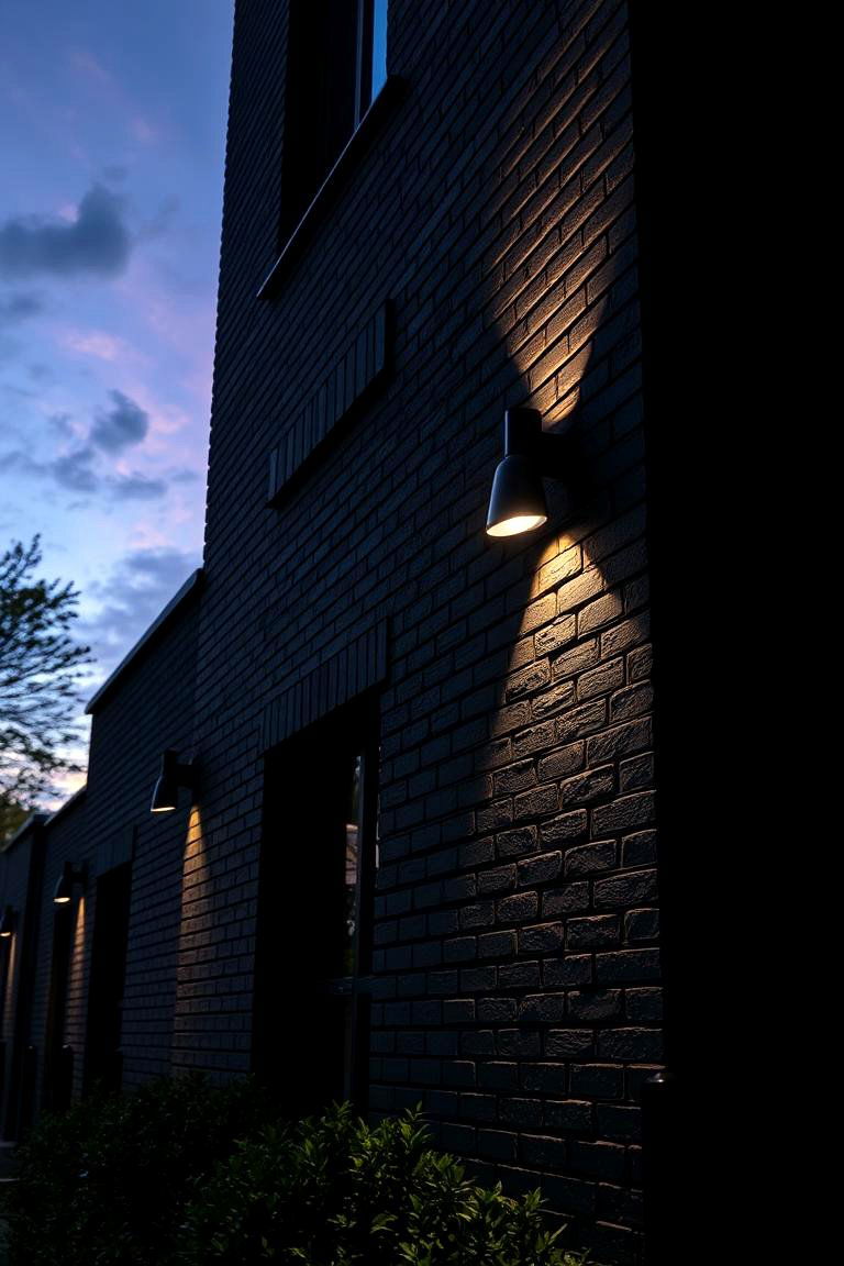 Bold and Bright Black Brick with Strategic Lighting - 24 Black Brick House Exteriors