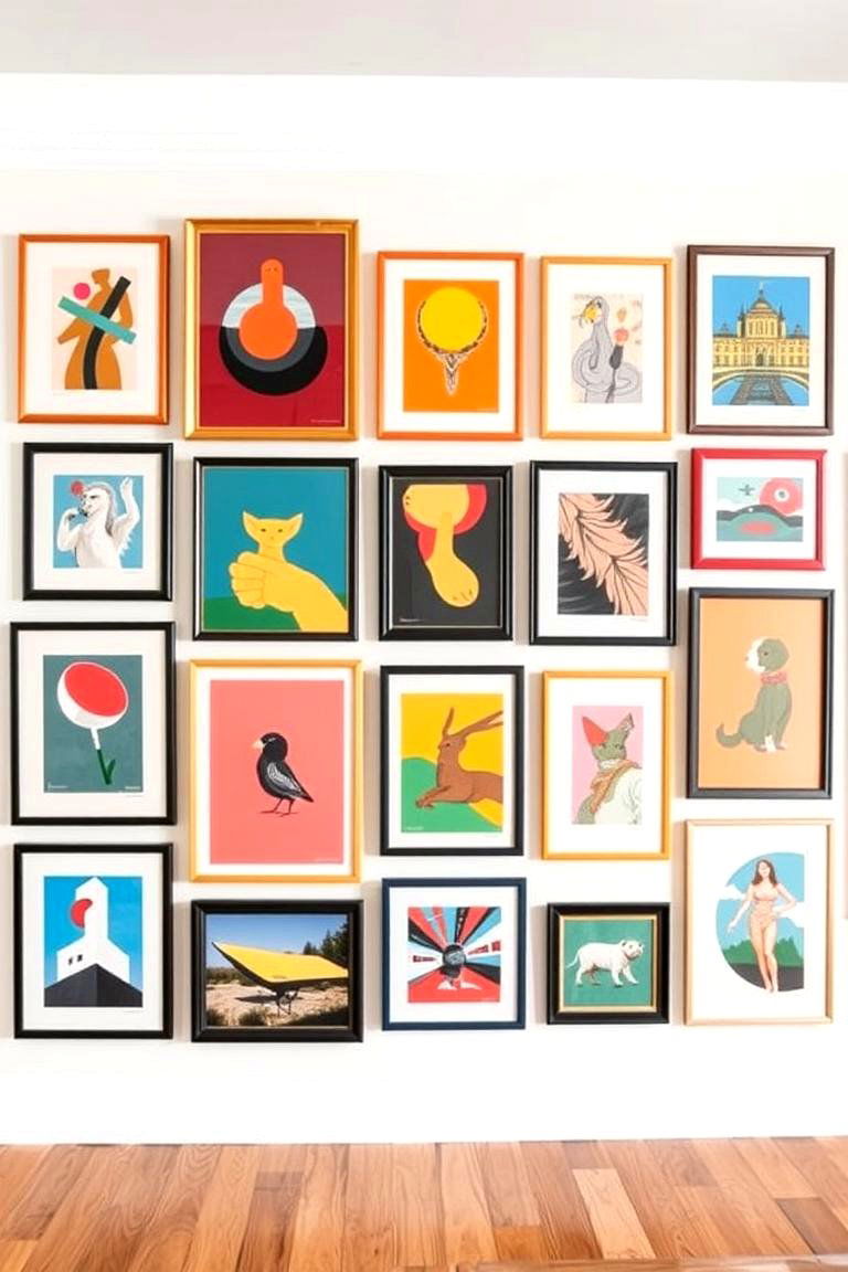 Bold and Colorful Art Mix - 24 Gallery Wall Ideas