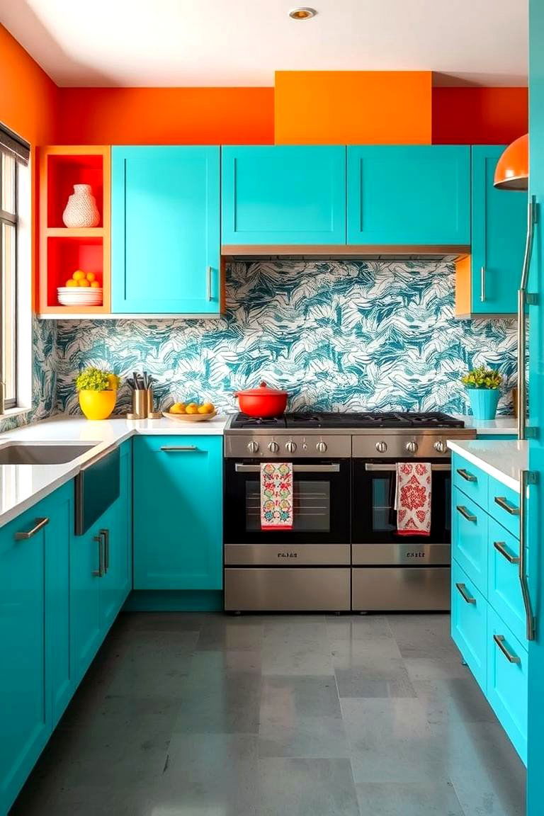 Bold and Colorful Contrasts - 24 Kitchens With Grey Floors
