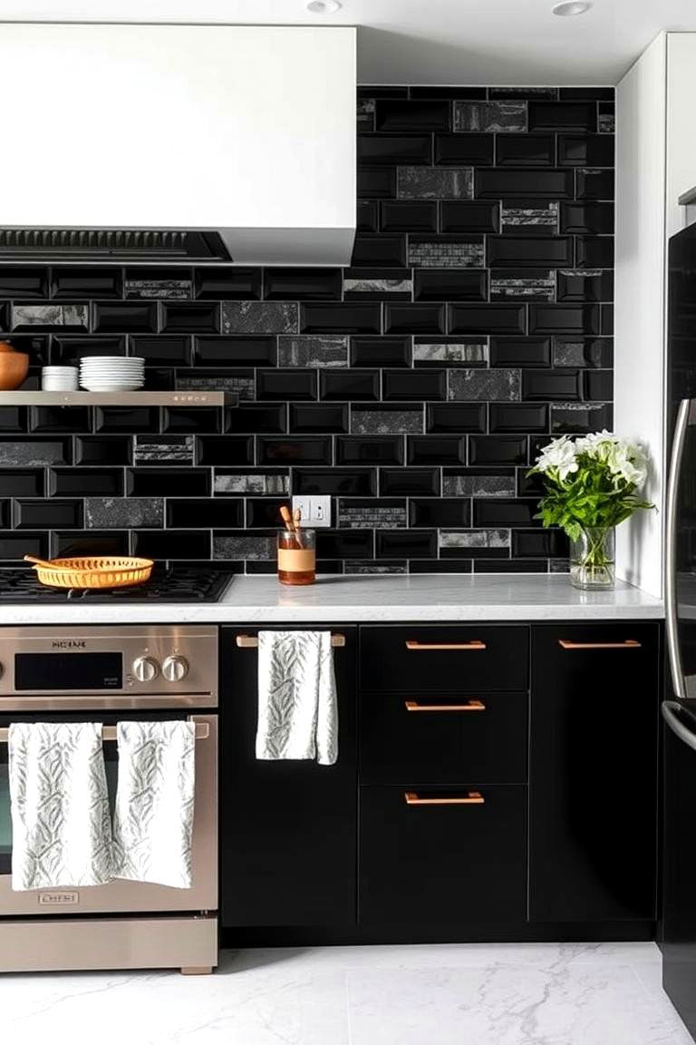 Bold and Creative Approaches to Black Backsplash - 24 Kitchen With Black Backsplash