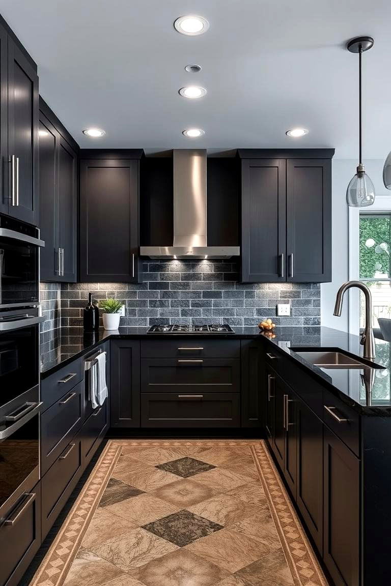 Bold and Dramatic Black Granite - 24 Granite Kitchen Countertop Ideas