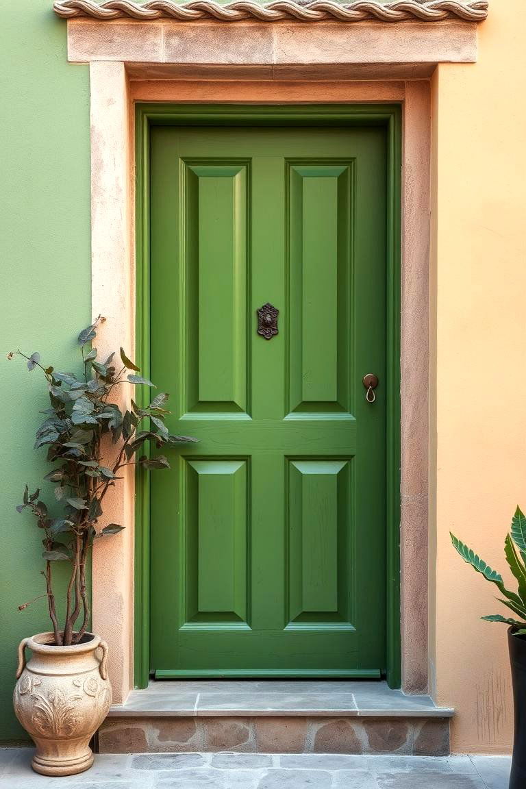 Bold and Natural Olive Fusion - 24 Olive Green Front Door Ideas