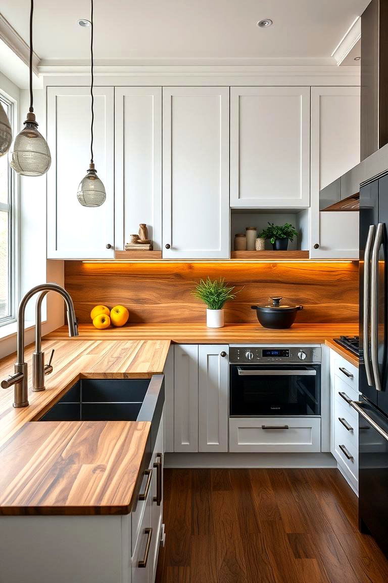 Bold and Striking Statement - 24 Kitchens With Butcher Block Countertops