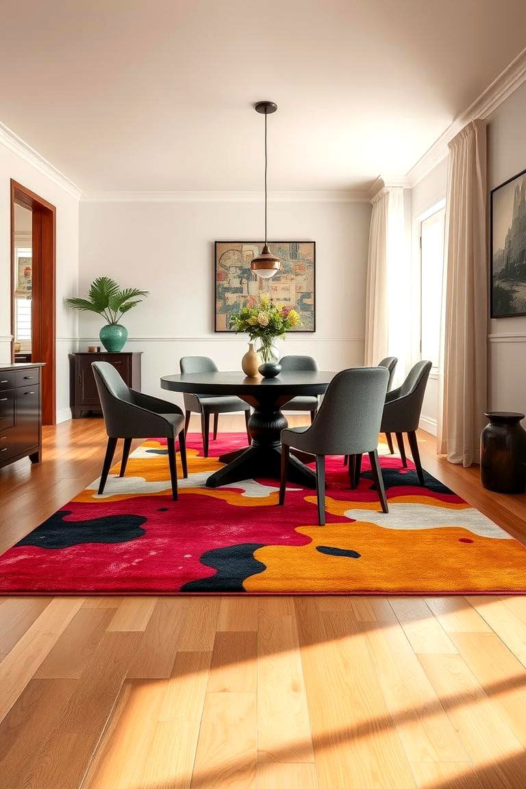 Bold and Vibrant Dining Room Rugs - 24 Dining Room Rug Ideas