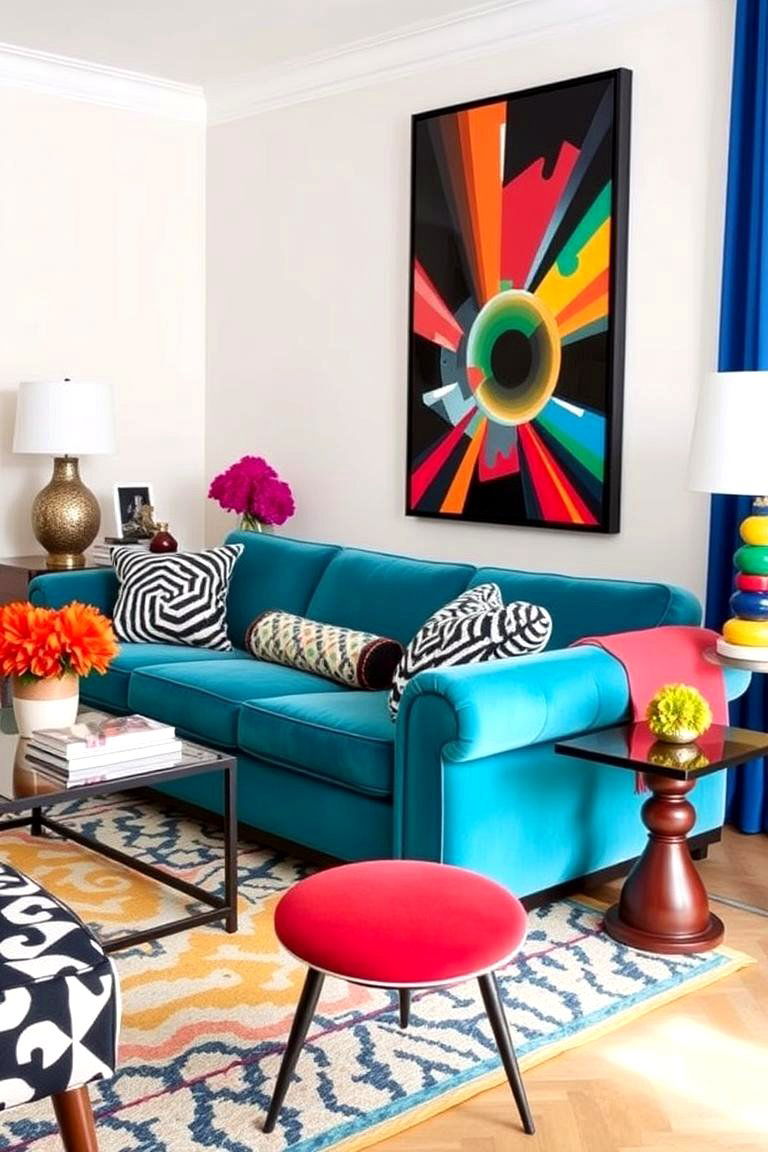 Bold and Vibrant - 24 Teal Couch Living Room Ideas