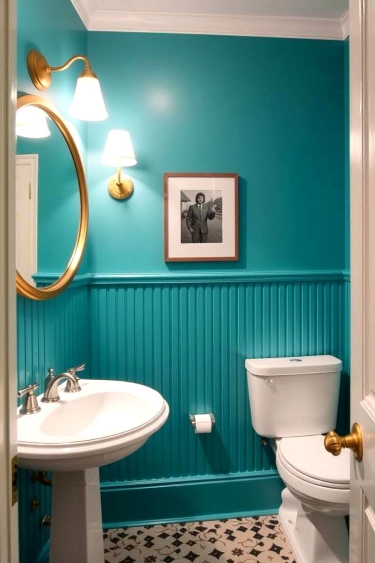 Boldly Colored Wainscoting - 24 Powder Room Wainscoting Ideas