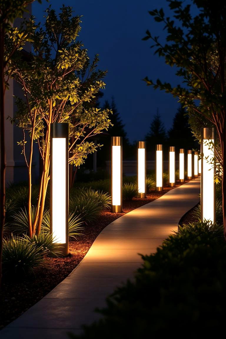 Bollard Lights for Walkways - 24 Landscape Lighting Ideas