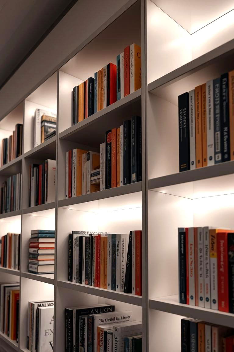 Bookcase with LED Lighting - 24 Bookshelf Decor Ideas