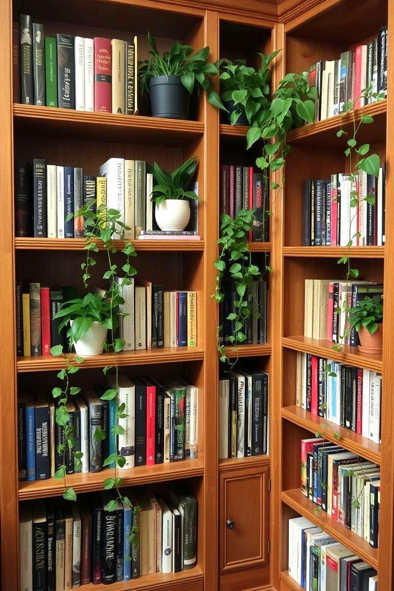 Bookshelf Plant Integration - 24 Indoor Plant Wall Ideas