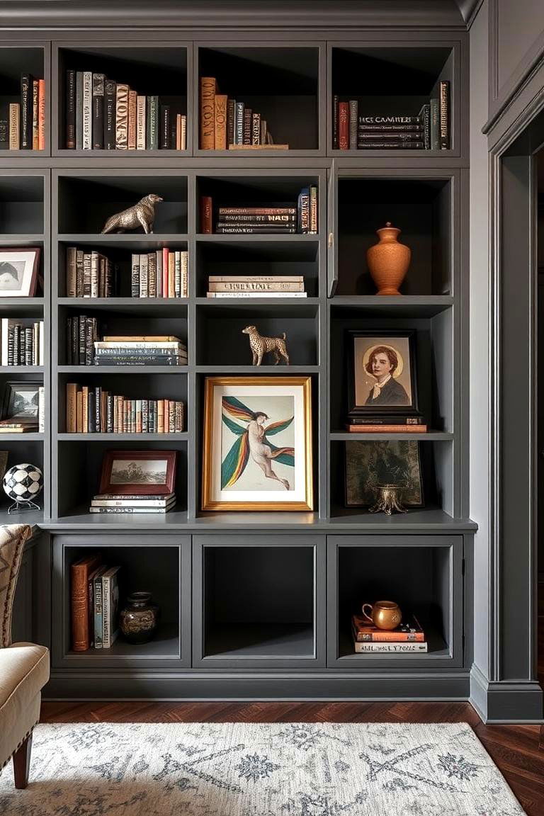 Bookshelf with Built In Display Niches - 24 Living Room Bookshelf Ideas