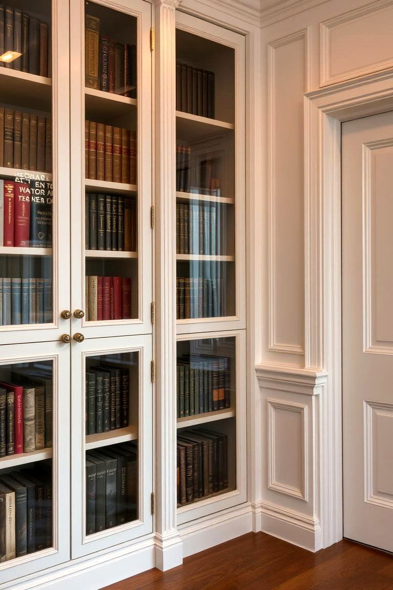 Bookshelf with Glass Doors - 24 Living Room Bookshelf Ideas