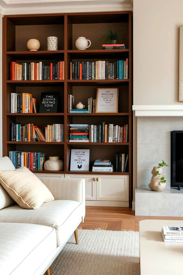 Bookshelf with Inspiring Reads for Intellectual Peace - 24 Zen Living Room Ideas