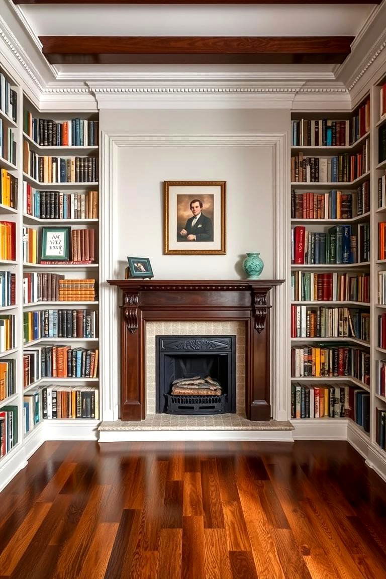 Bookshelves Framing a Fireplace in a Library Style Room - 24 Fireplace With Bookshelves