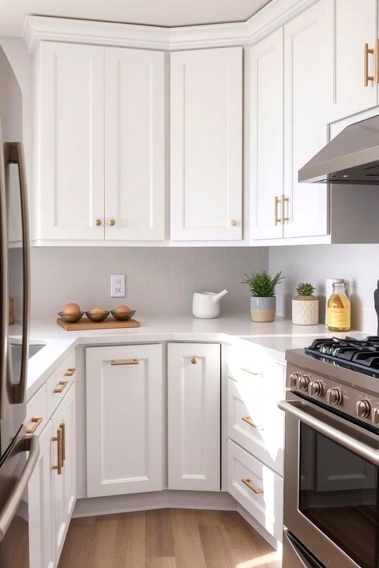 Boosting Home Resale Value - 24 White Kitchen Cabinets With Gold Hardwar