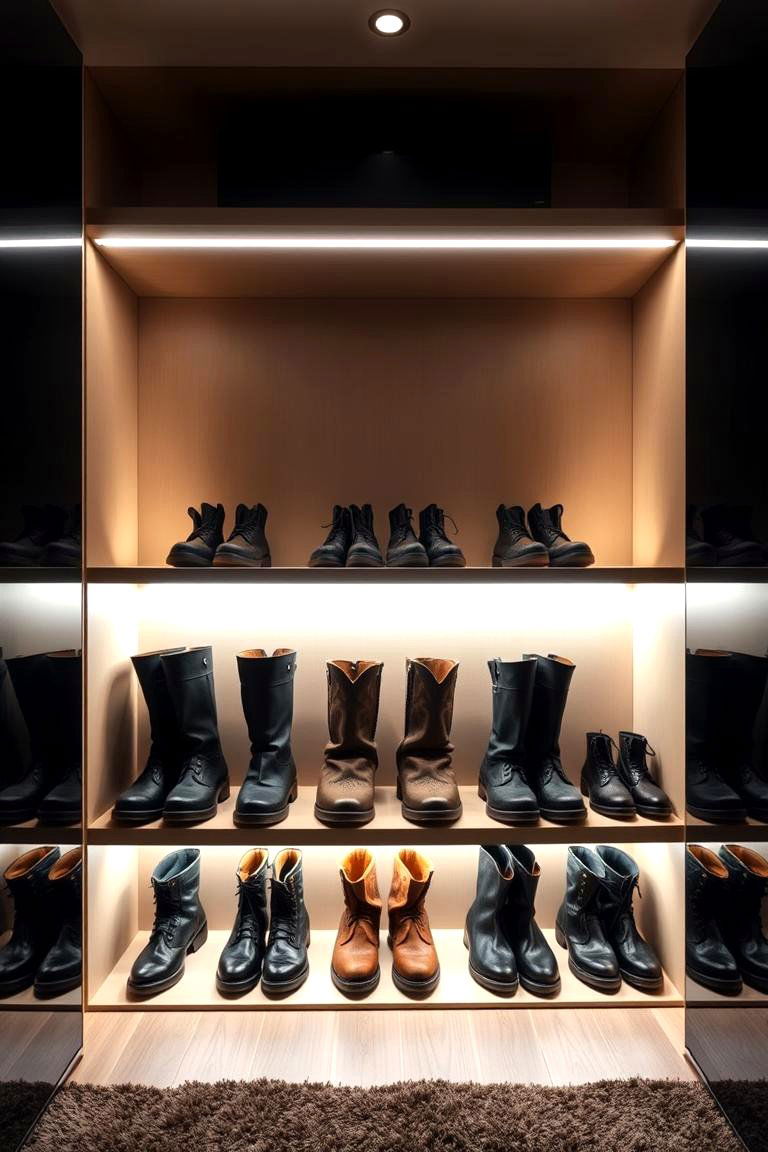 Boot Storage with LED Lighting - 24 Boot Storage Ideas