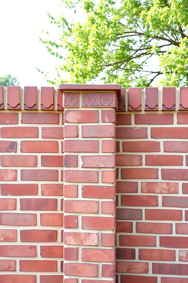 Bordered Brick Fence Detail - 24 Front Yard Brick Fence Ideas