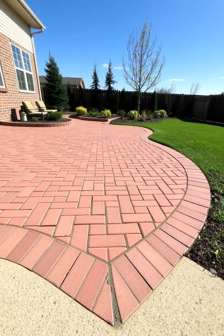 Bordered Brick Patio - 24 Brick Patio Ideas