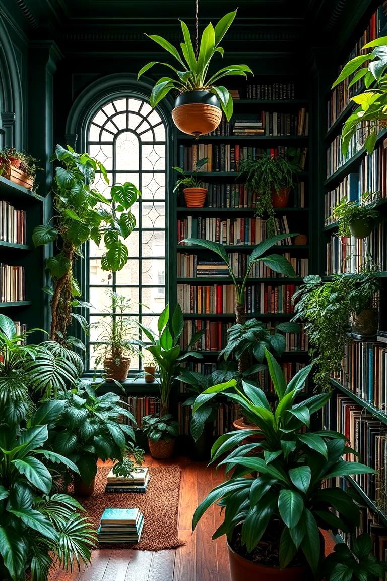 Botanical Book Collection - 24 Dark Green Home Library Ideas and Inspiration