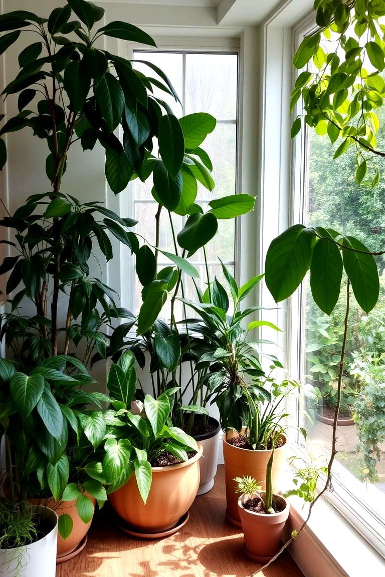 Botanical Corner with Indoor Plants - 24 Bay Window Ideas
