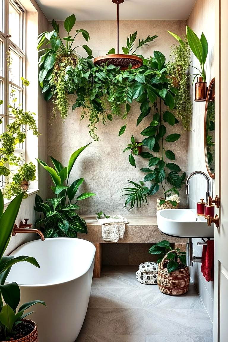 Botanical Elements Integration - 24 Burgundy Bathroom Ideas