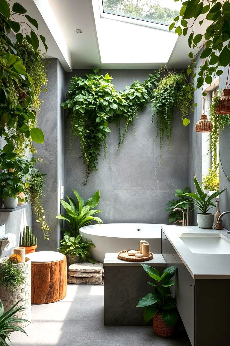 Botanical Haven - 24 Green and Grey Bathroom Ideas
